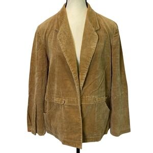 Joyce Jaguar Collection Women's Vintage Tan Corduroy‎ Blazer Open Jacket